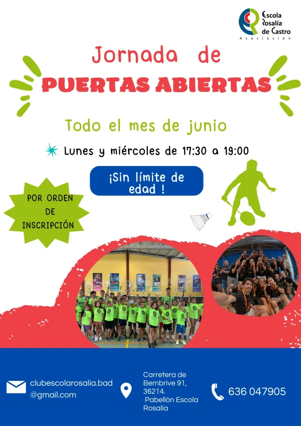 Bádminton Puertas Abiertas Vigo: ¡Disfruta en el Club Escola Rosalía!