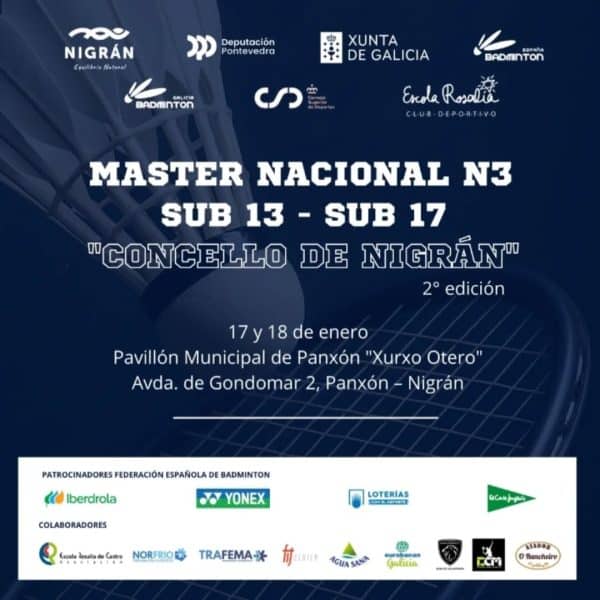 El Bádminton Nigrán Master Nacional 2026 celebra el X Aniversario del Club Escola Rosalía